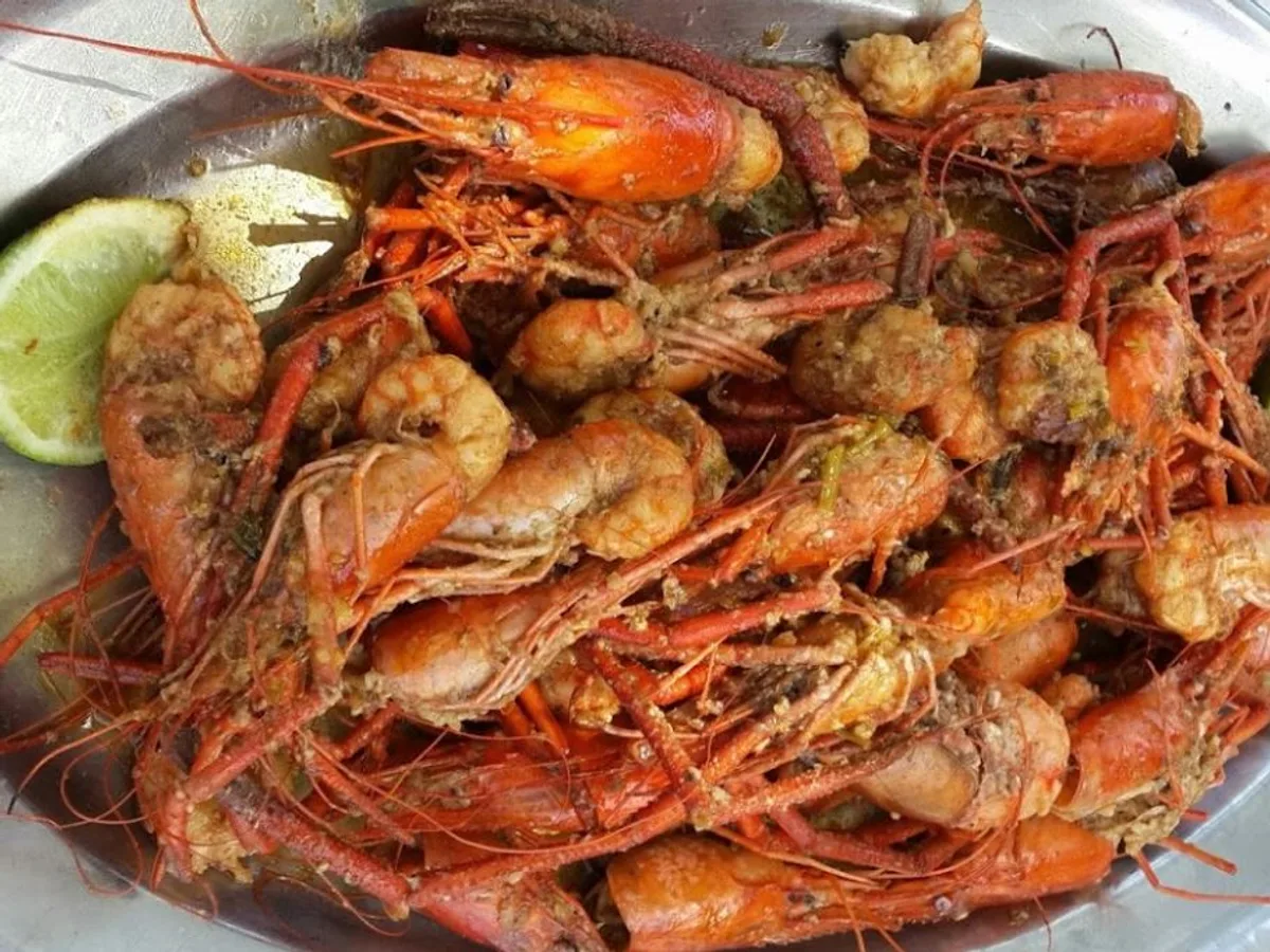Grilled shrimp and langoustine platter served at Wilson's at La Boca, Cabarete